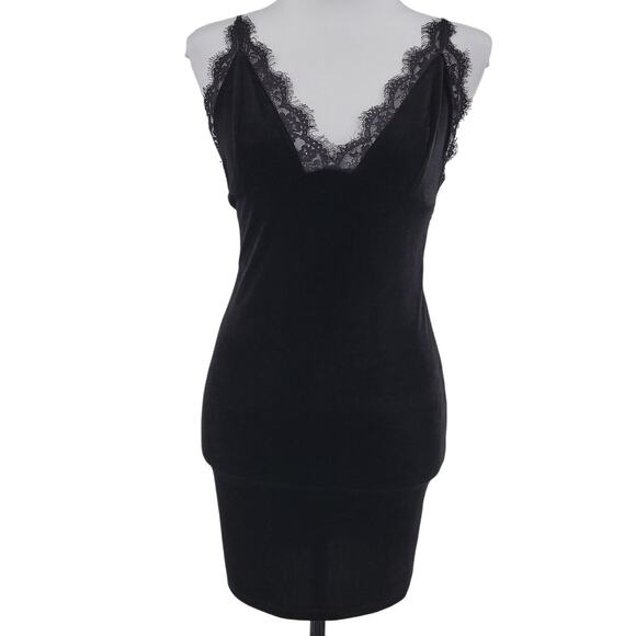 Y2K Black Velvet Babydoll Dress Romantic Witchy Fairy‎ Whimsigoth Fairy Size S - Picture 1 of 6